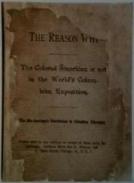 Fragment of an original cover on display at the Field Museum's 2013-14 exhibit on the 1893 Fair.